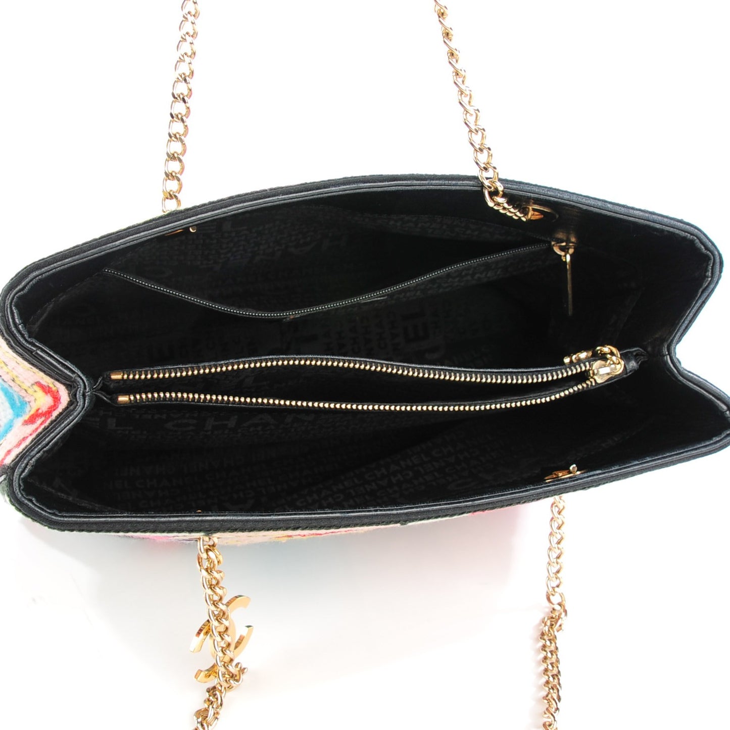 Needlepoint Precious Symbols Shoulder Bag Black