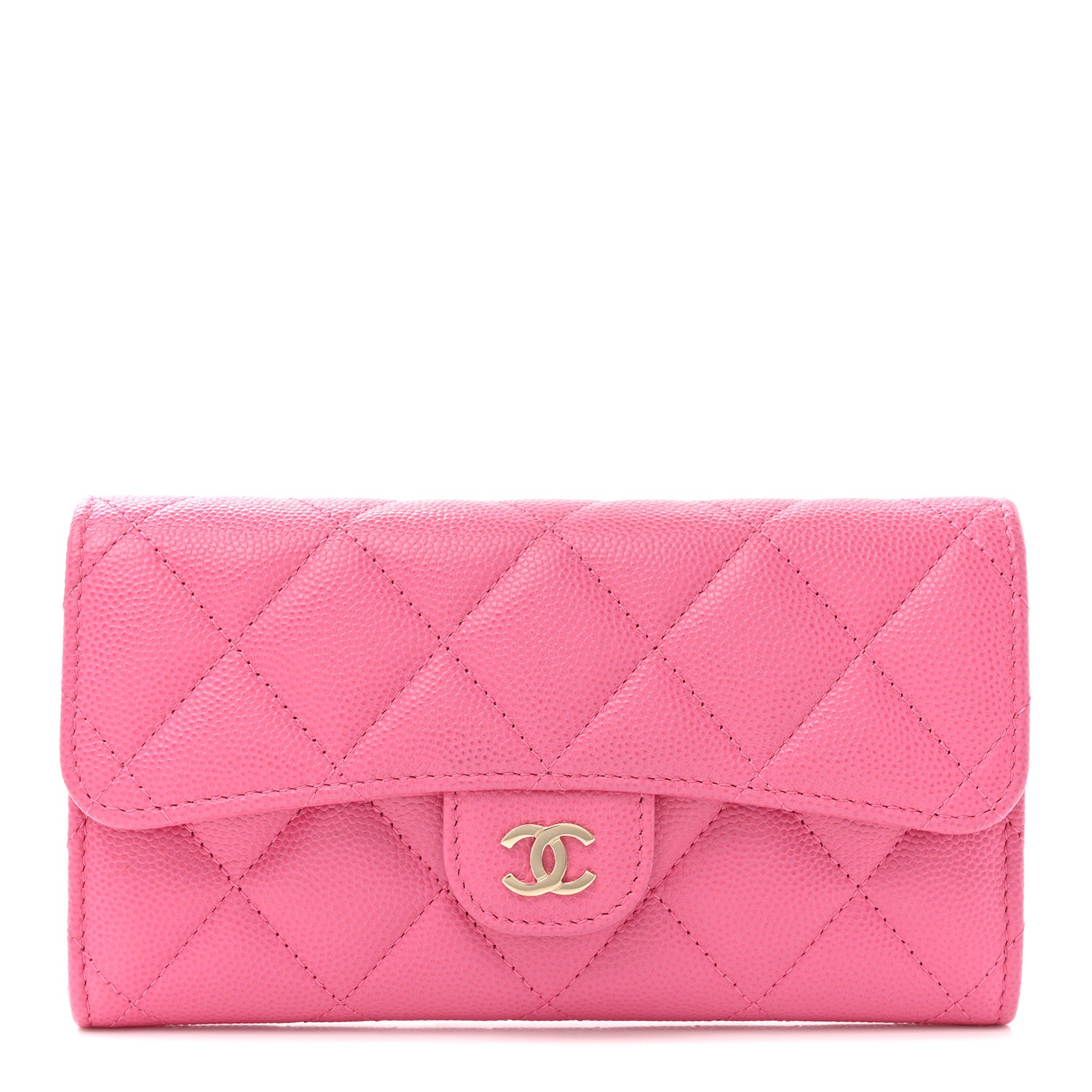 Chanel Caviar Quilted Medium Gusset Flap Wallet Pink 1 of 8