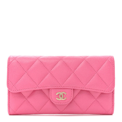 Chanel Caviar Quilted Medium Gusset Flap Wallet Pink 1 of 8
