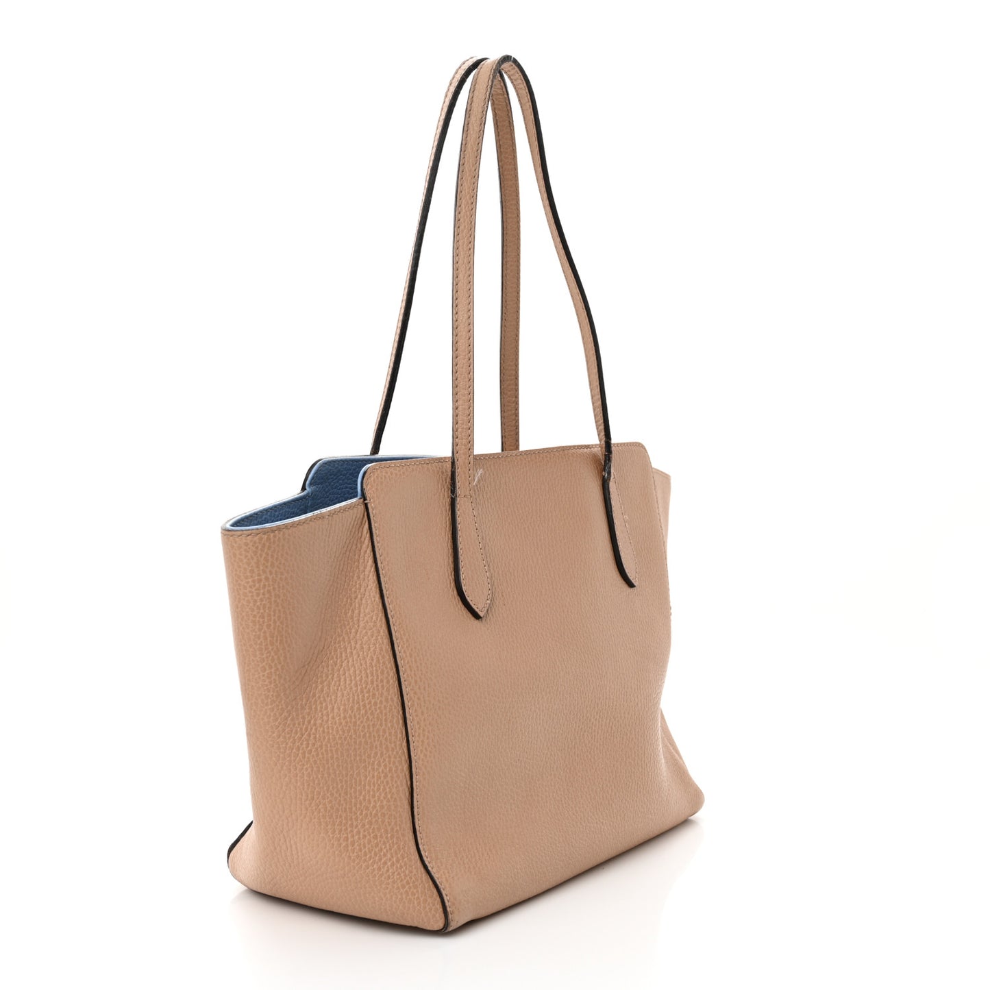 Dollar Calfskin Small Swing Tote Camelia Mineral Blue