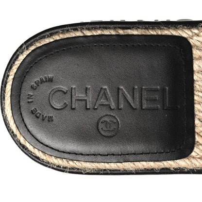 Chanel Lambskin Quilted CC Espadrille Slip On Sandals 36 Black 8 of 9