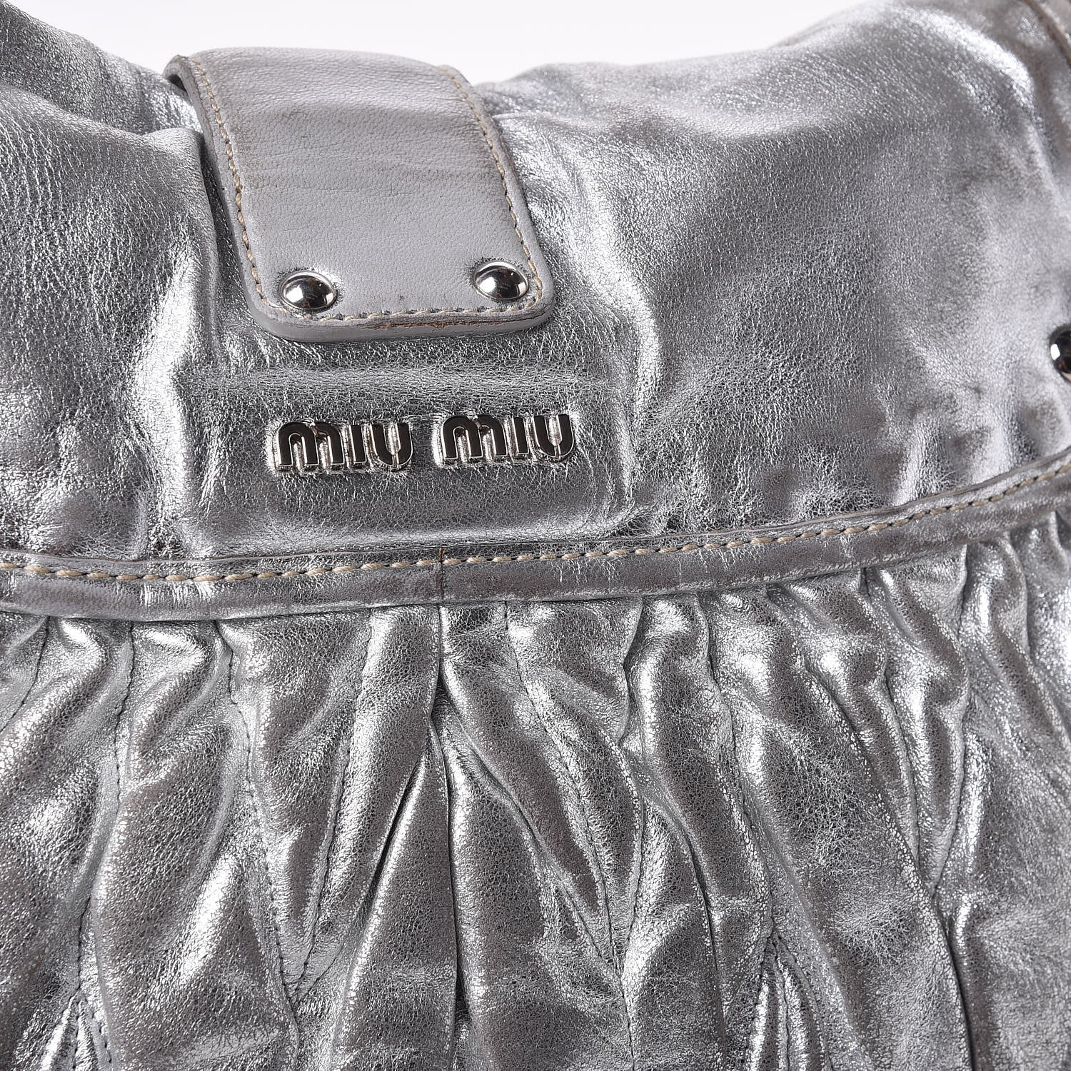 Miu Miu Metallic Nappa Matelasse Coffer Silver 15 of 22