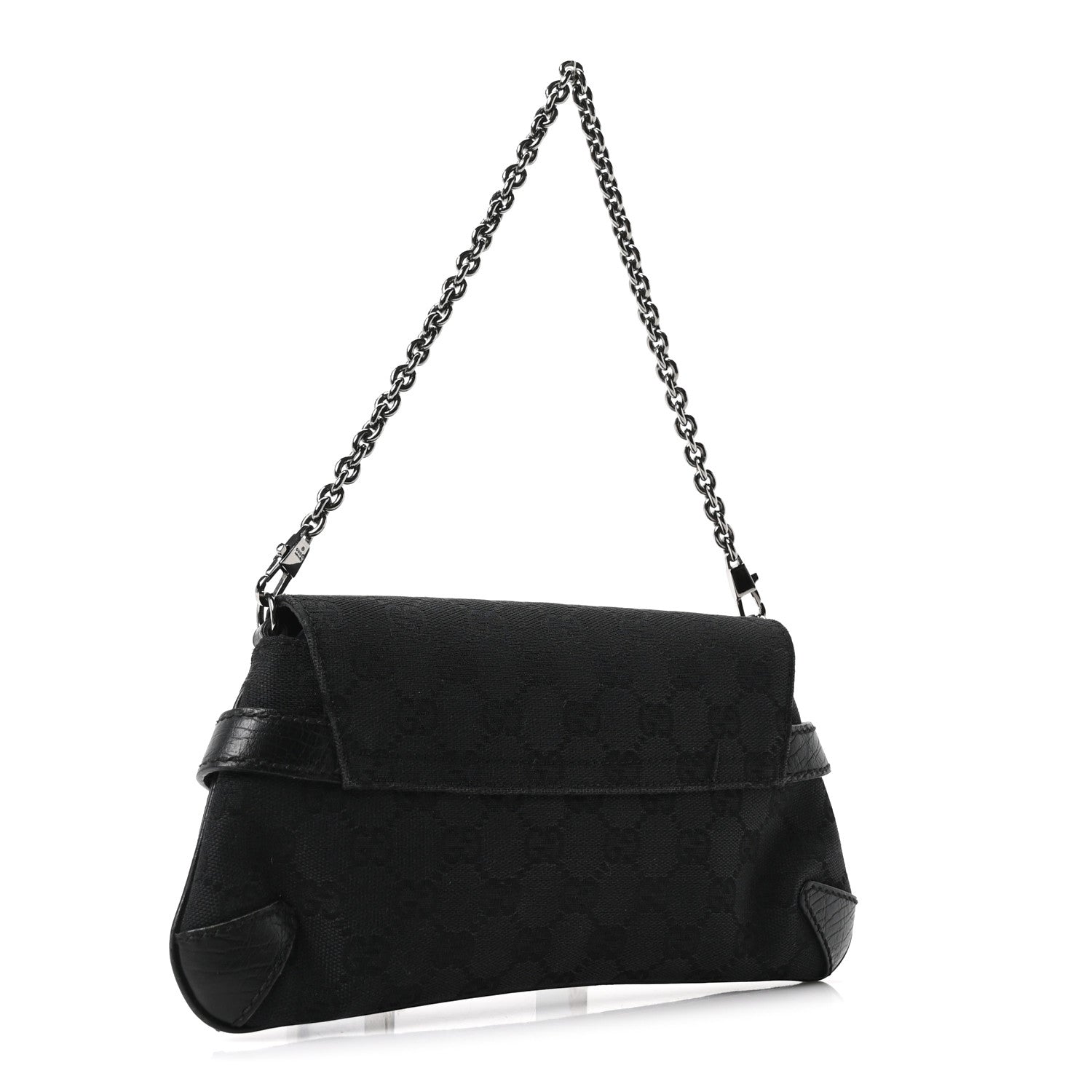 Gucci Monogram Horsebit Chain Clutch Black 3 of 10