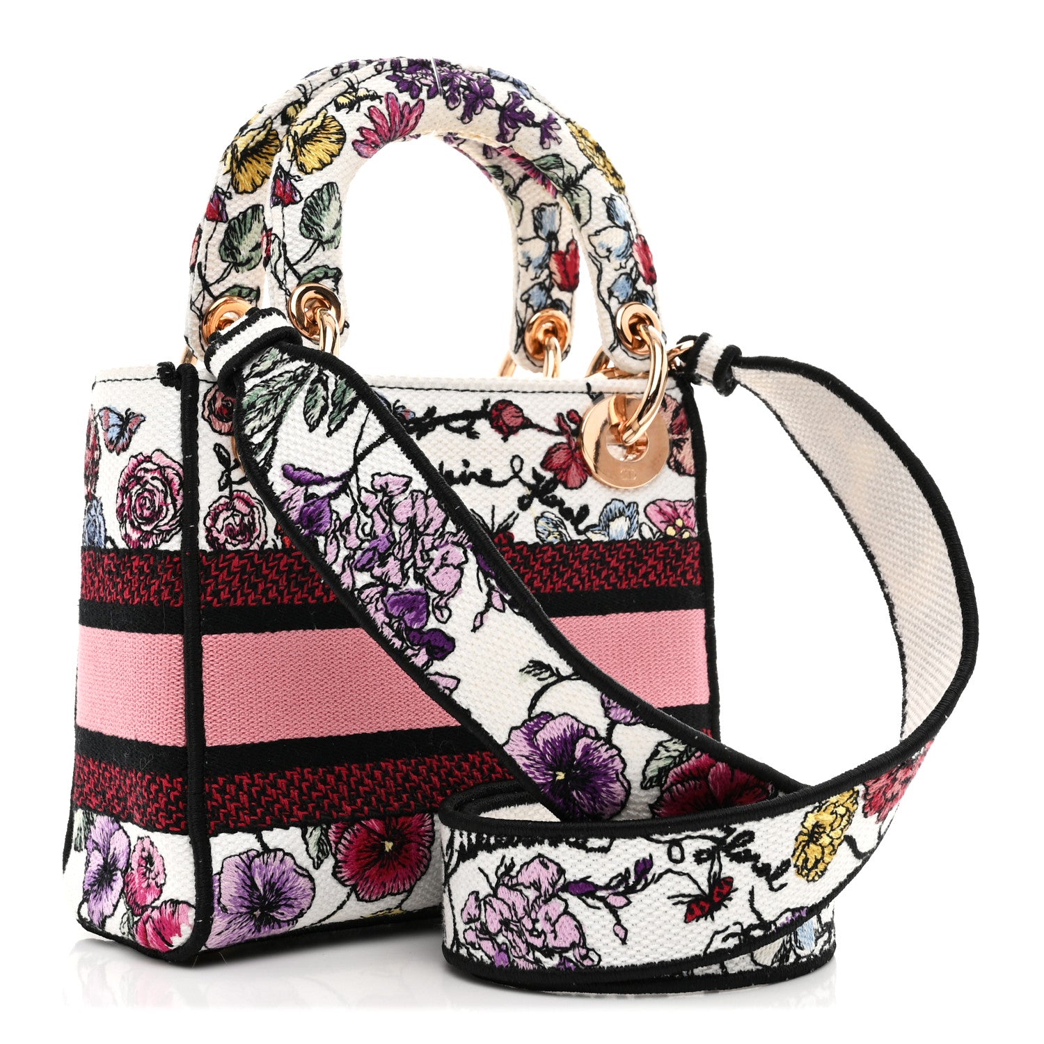 Christian Dior Canvas Florilegio Embroidered Mini Lady D-Lite White Multicolor 3 of 10