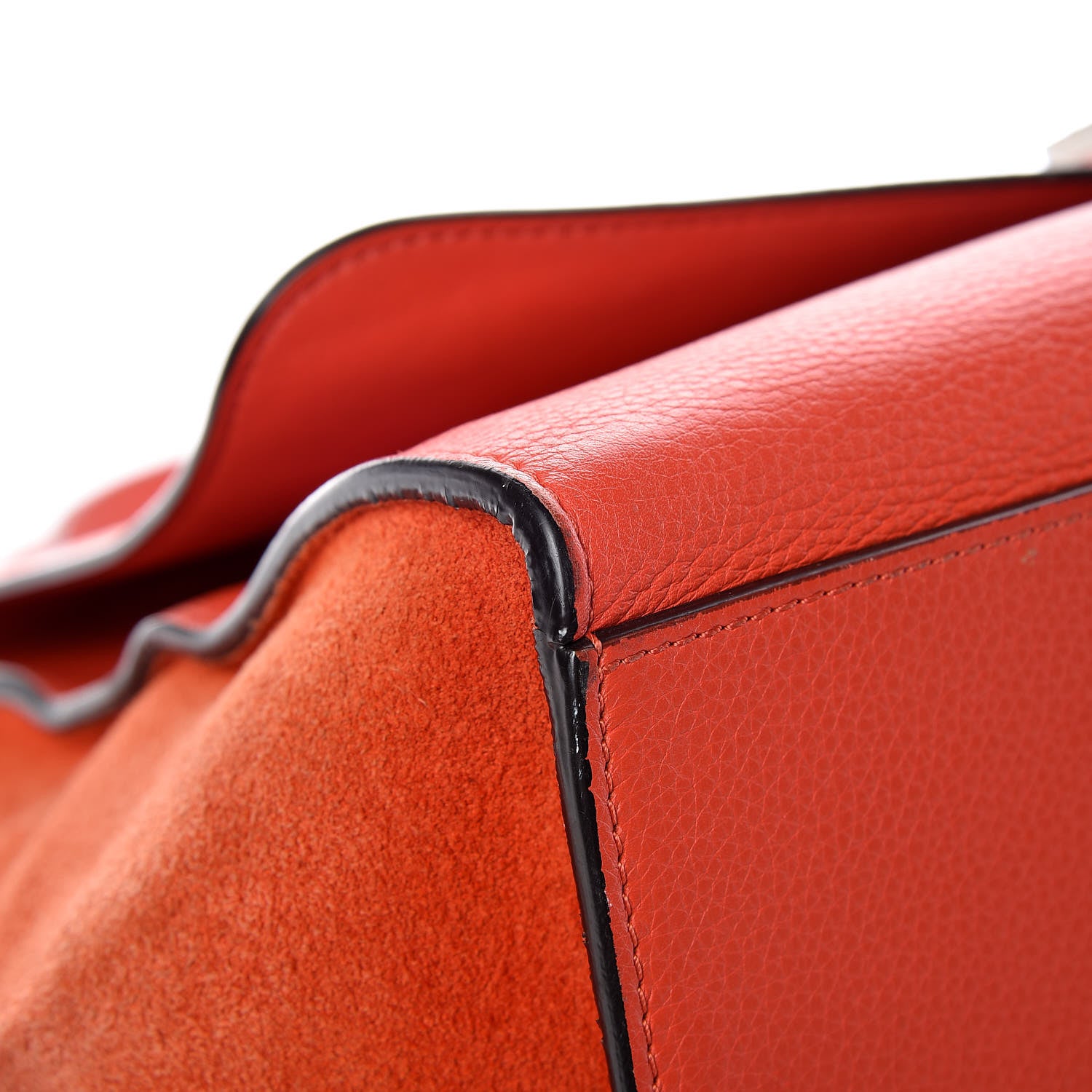 Celine Drummed Calfskin Suede Medium Trapeze Vermillion 8 of 13