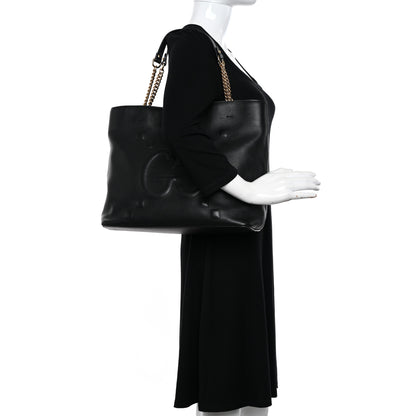 Gucci Apollo Calfskin GG Dadini Embroidered Chain Shoulder Tote Black 2 of 12