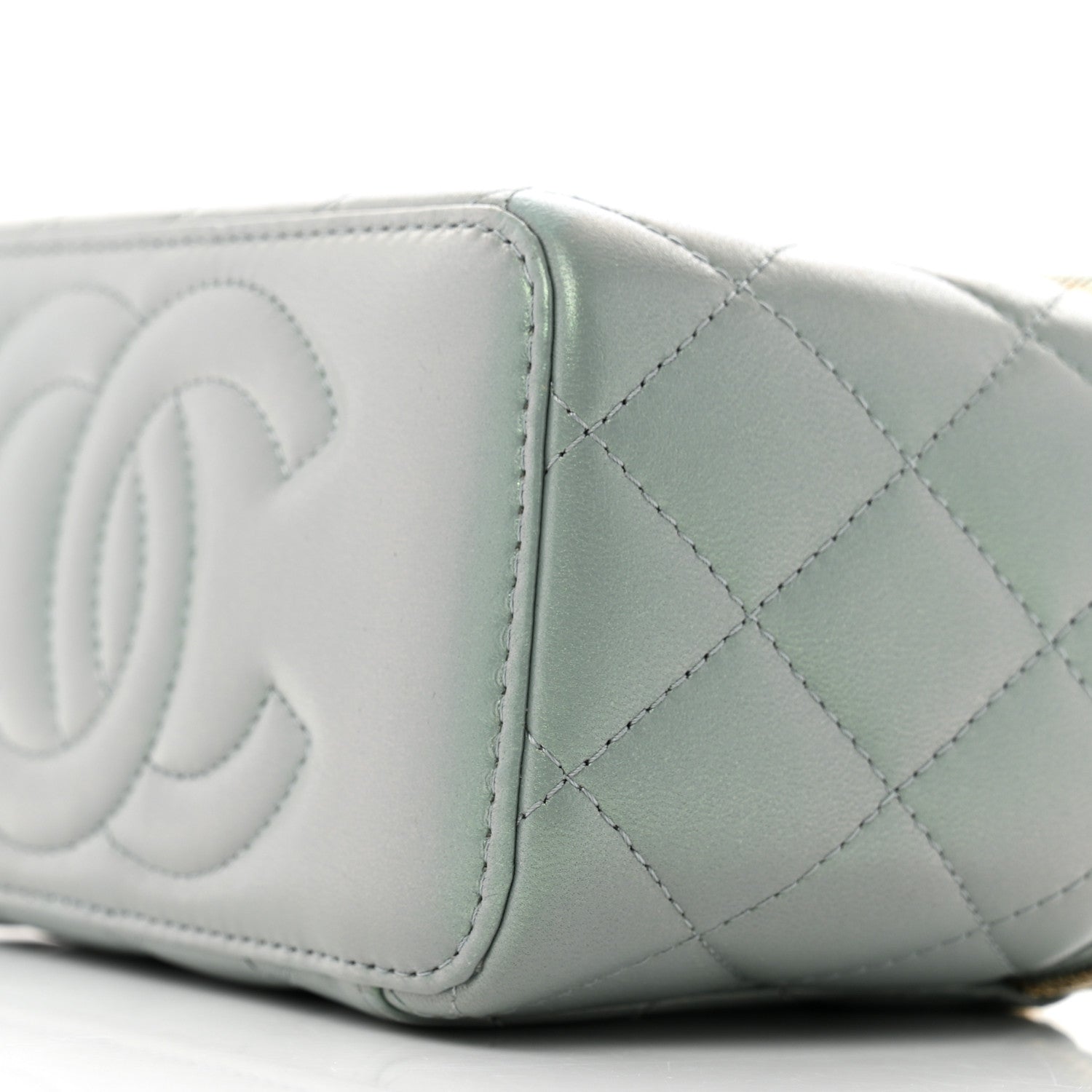 Chanel Metallic Lambskin Quilted Small CC Dynasty Vanity Case With Chain Grey 10 of 12