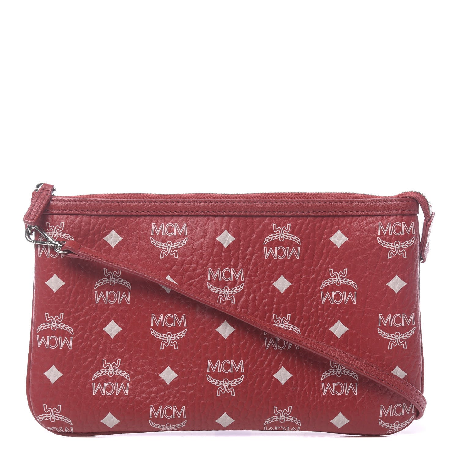 MCM Visetos Anya Shopper Tote Pouch Red 1 of 10