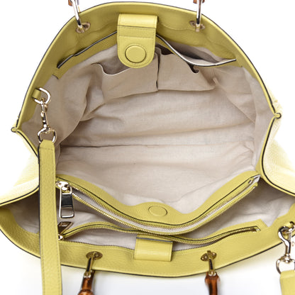 Gucci Calfskin Large Bamboo Shopper Tote Citrus 5 of 12