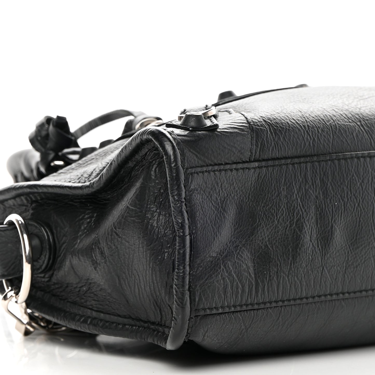 Matte Goatskin Rubber Covered Classic Hardware Mini City Black