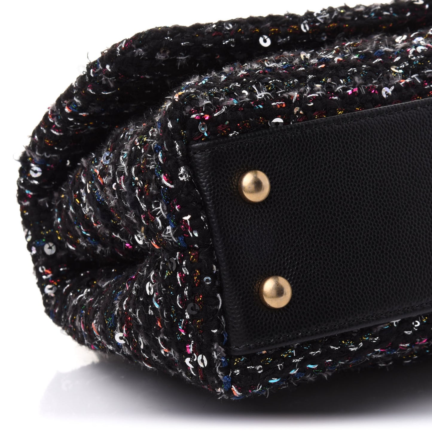Tweed Sequin Mini Coco Handle Flap Black