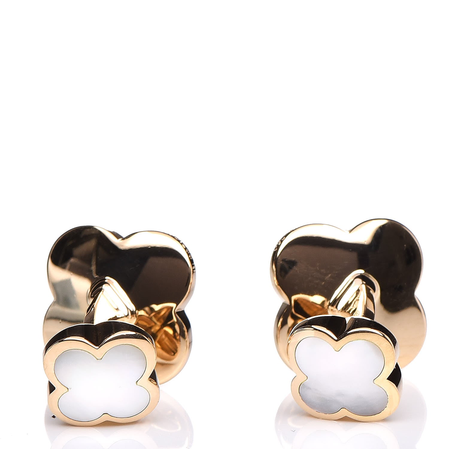 Van Cleef & Arpels 18K Yellow Gold Mother of Pearl Pure Alhambra Cufflinks 3 of 5