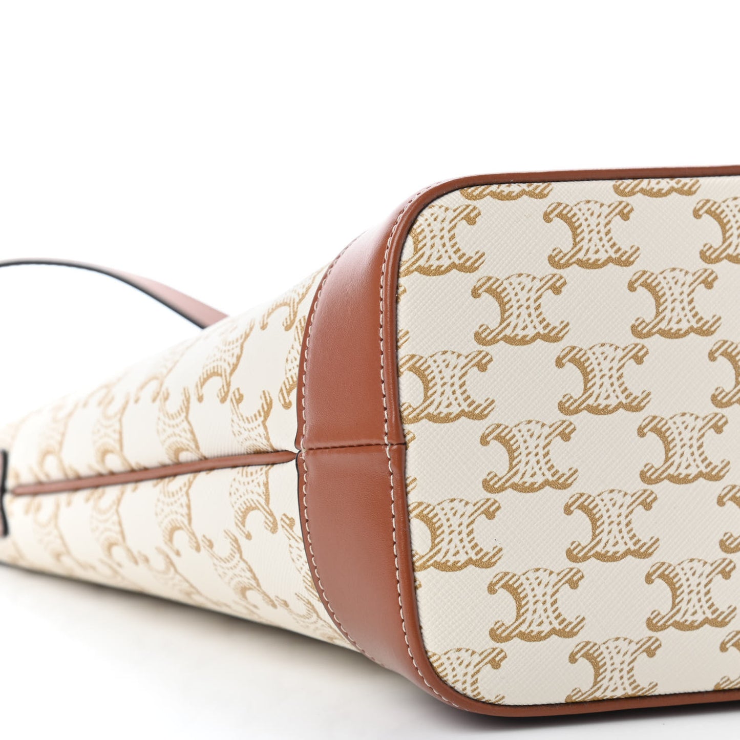 Triomphe Canvas Calfskin Small Bucket Bag White