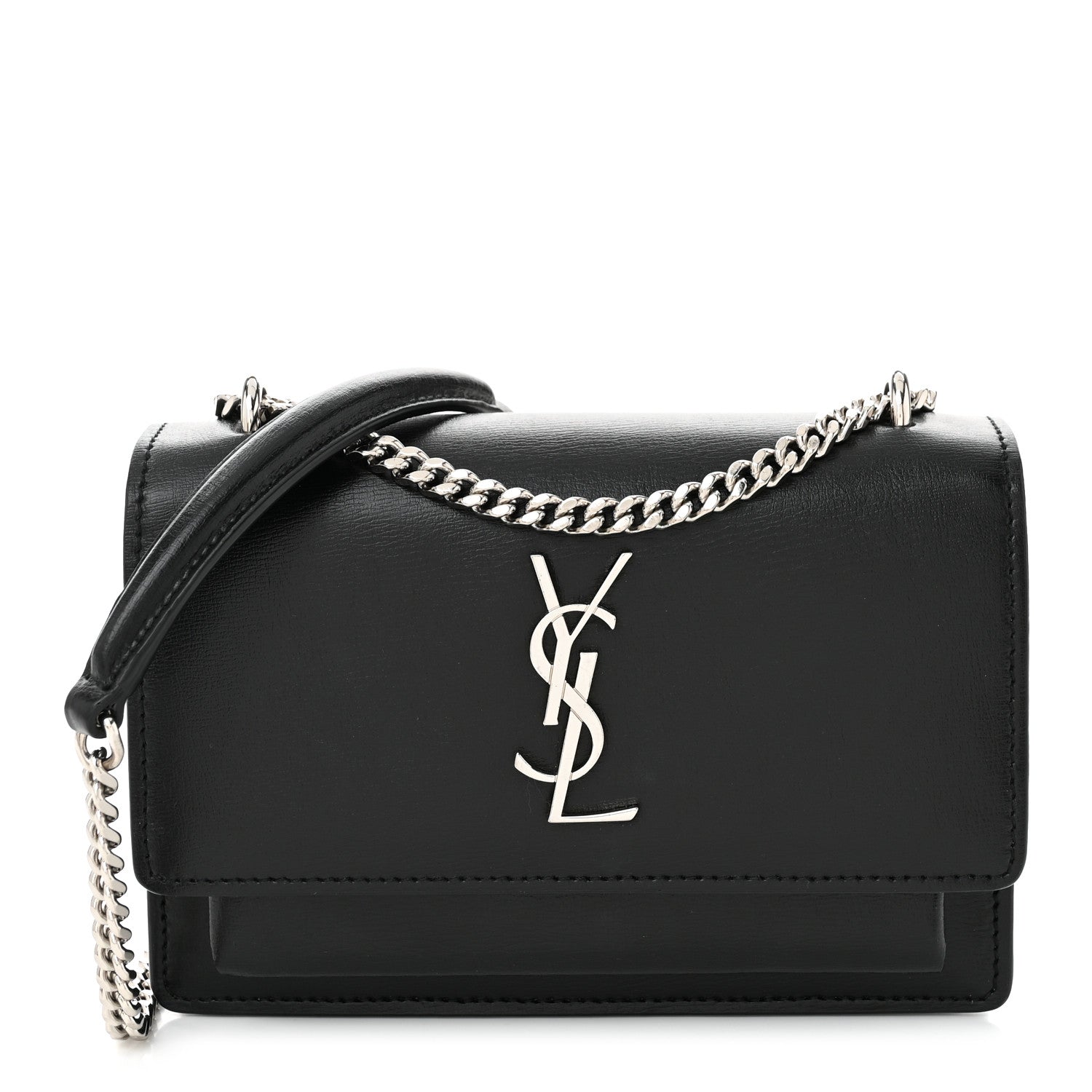 Saint Laurent Calfskin Monogram Sunset Chain Wallet 1 of 9