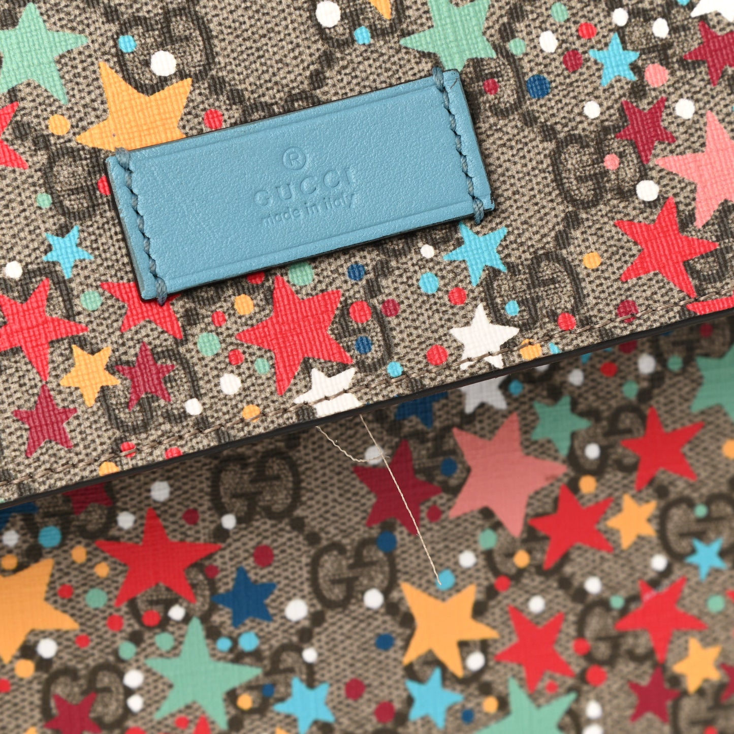 GG Supreme Monogram Star Print Diaper Bag Blue Multicolor