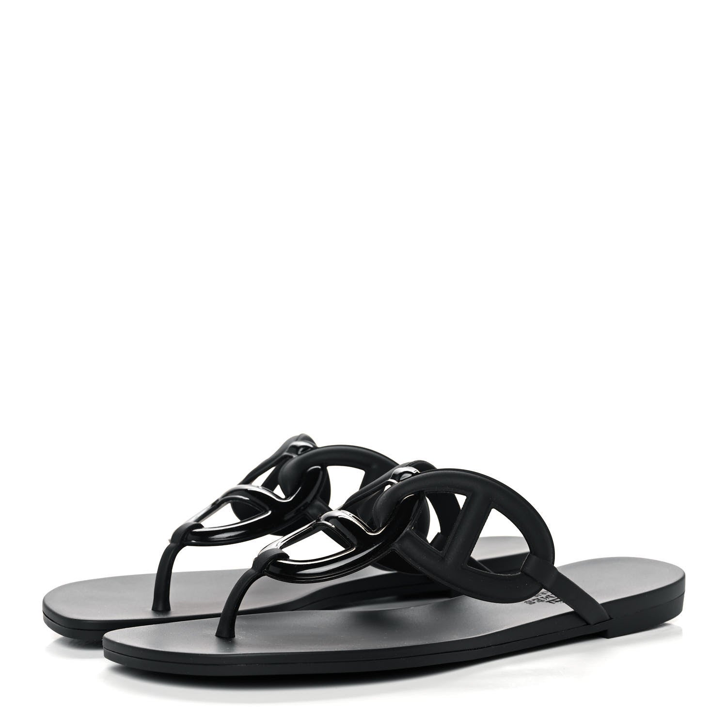 Hermes Rubber Womens Egerie Sandals 39 Black 3 of 9