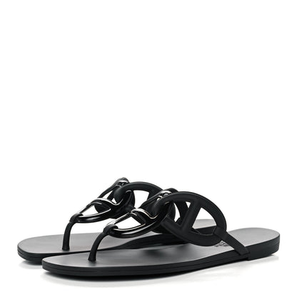 Hermes Rubber Womens Egerie Sandals 39 Black 3 of 9