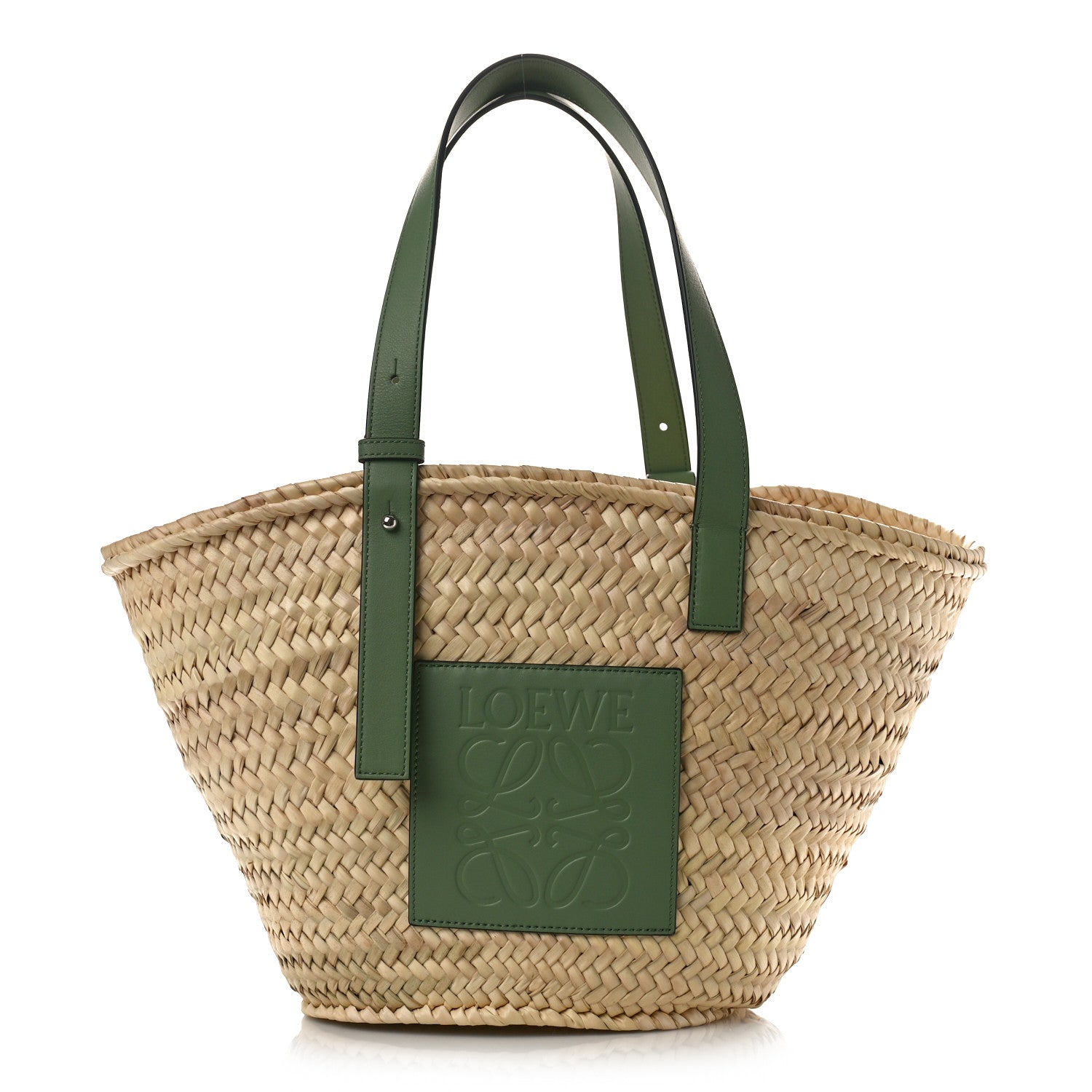 Loewe Raffia Small Basket Tote Bag Natural Green 1 of 7
