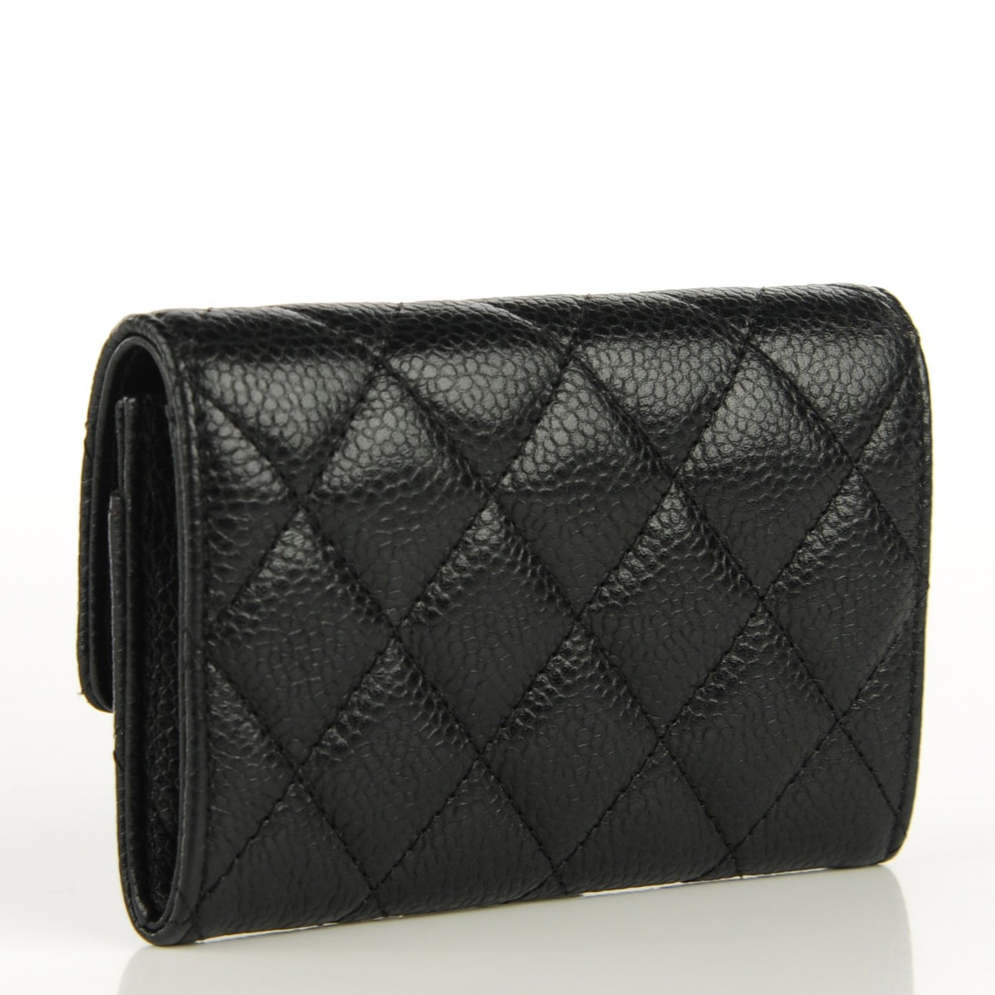 Caviar Quilted Flap Card Holder Black