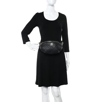 Chanel Lambskin Quilted Resin Bi-Color Waist Bag Fanny Pack Black 2 of 13