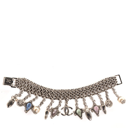 Chanel Pearl Gripoix CC Charm Bracelet Silver 1 of 5