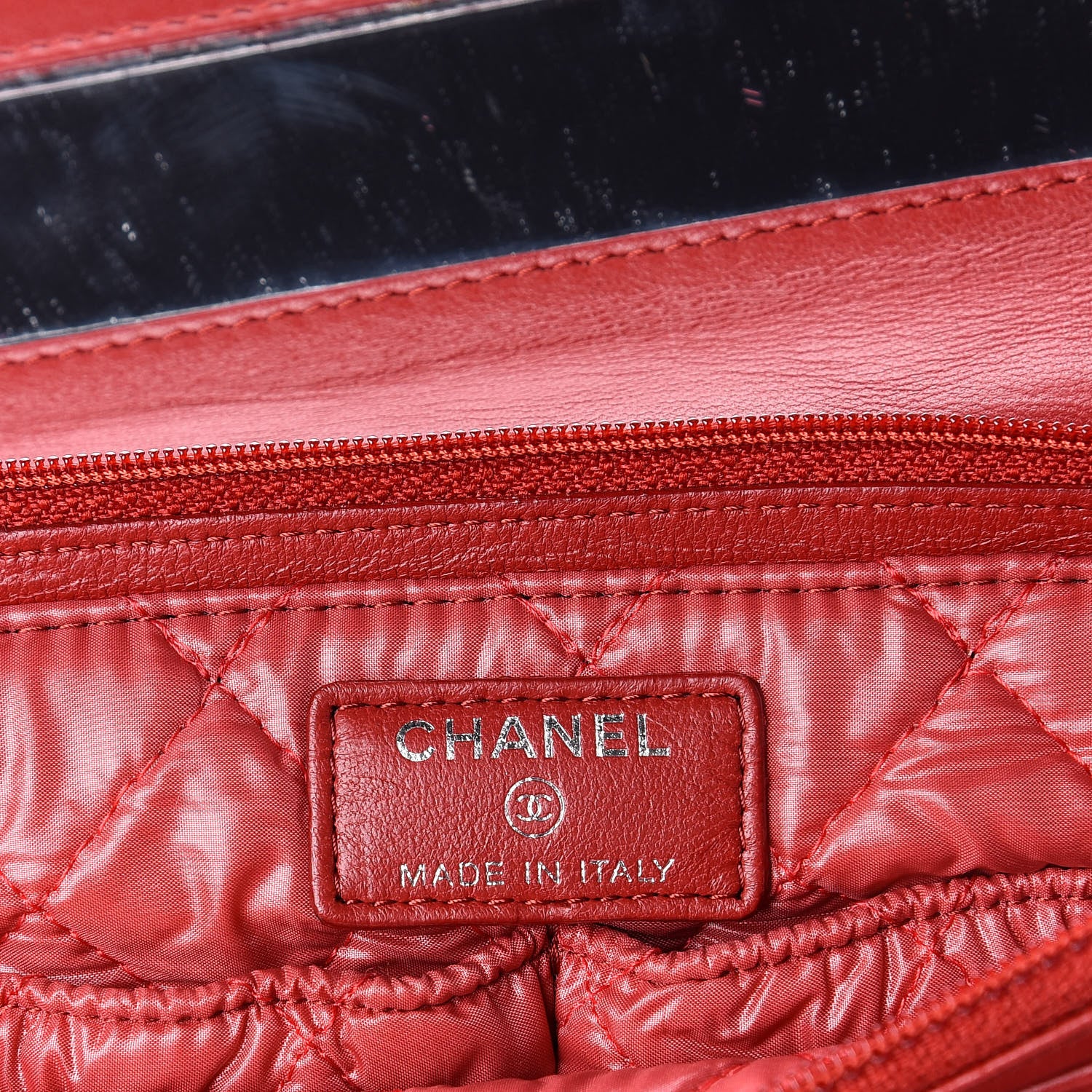 Chanel Lambskin Quilted Flap Cosmetic Case Red 6 of 10