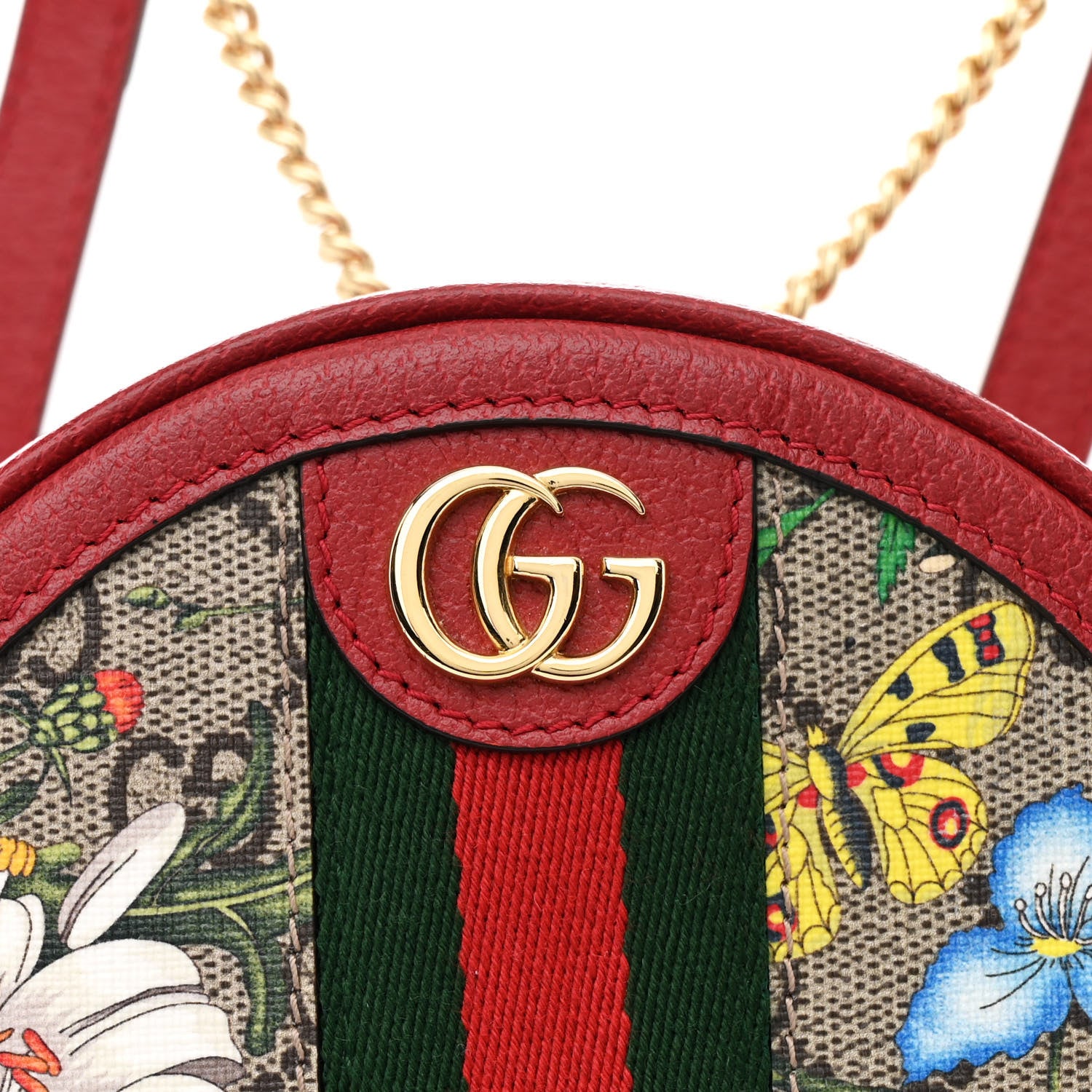 Gucci GG Supreme Monogram Web Flora Mini Ophidia Round Backpack Red 8 of 11