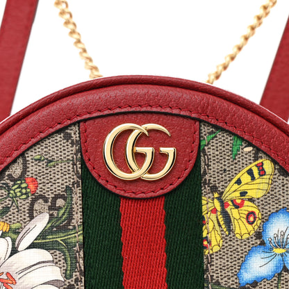 Gucci GG Supreme Monogram Web Flora Mini Ophidia Round Backpack Red 8 of 11