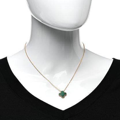 Van Cleef & Arpels 18K Yellow Gold Malachite Vintage Alhambra Pendant Necklace 2 of 6