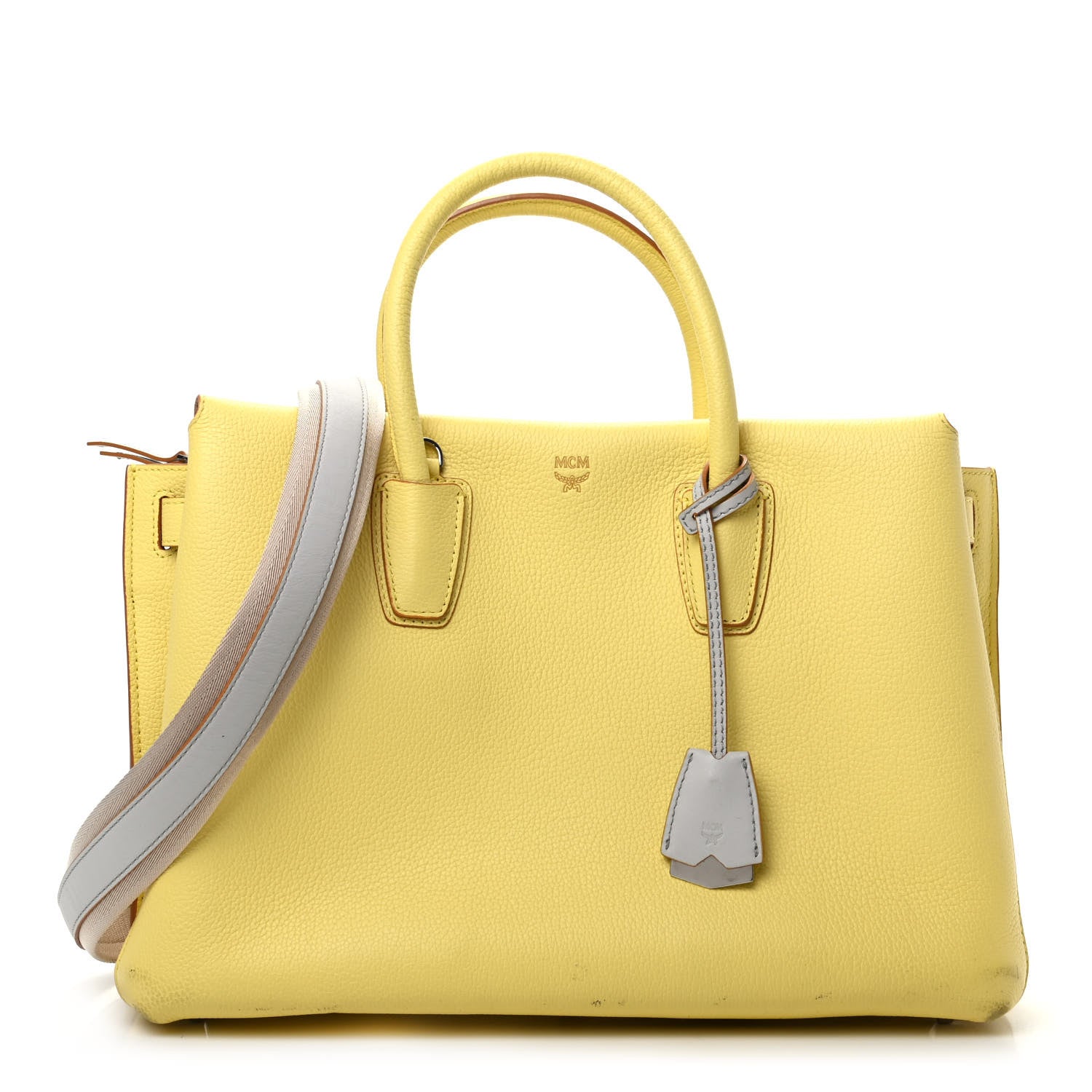 MCM Grained Calfskin Medium Milla Tote Custard Yellow 1 of 9