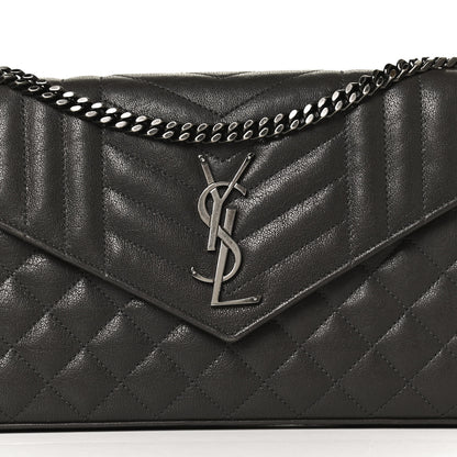 Saint Laurent Sheepskin Tri-Quilt Monogram Envelope Chain Wallet Earth 9 of 10