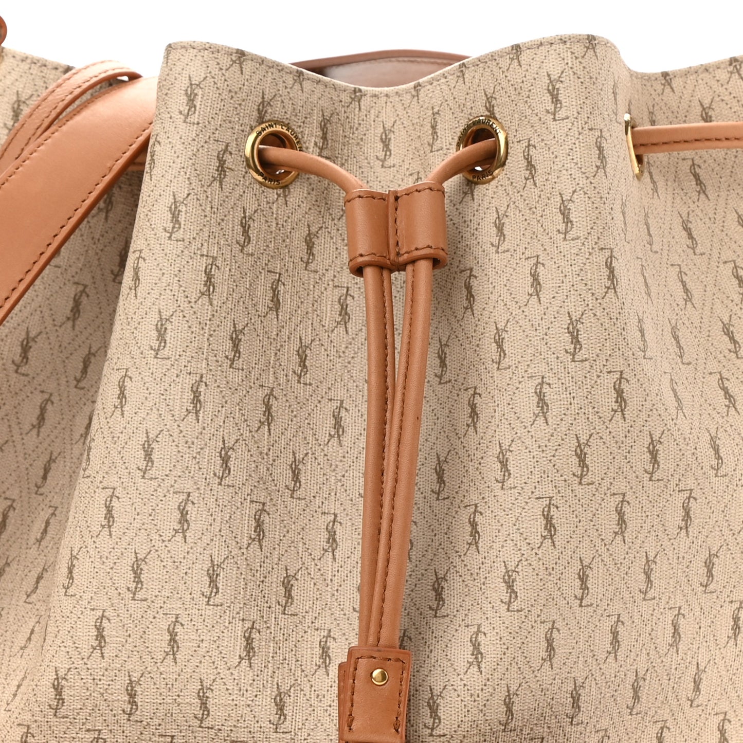 Canvas All-Over Monogram Bucket Bag Brown