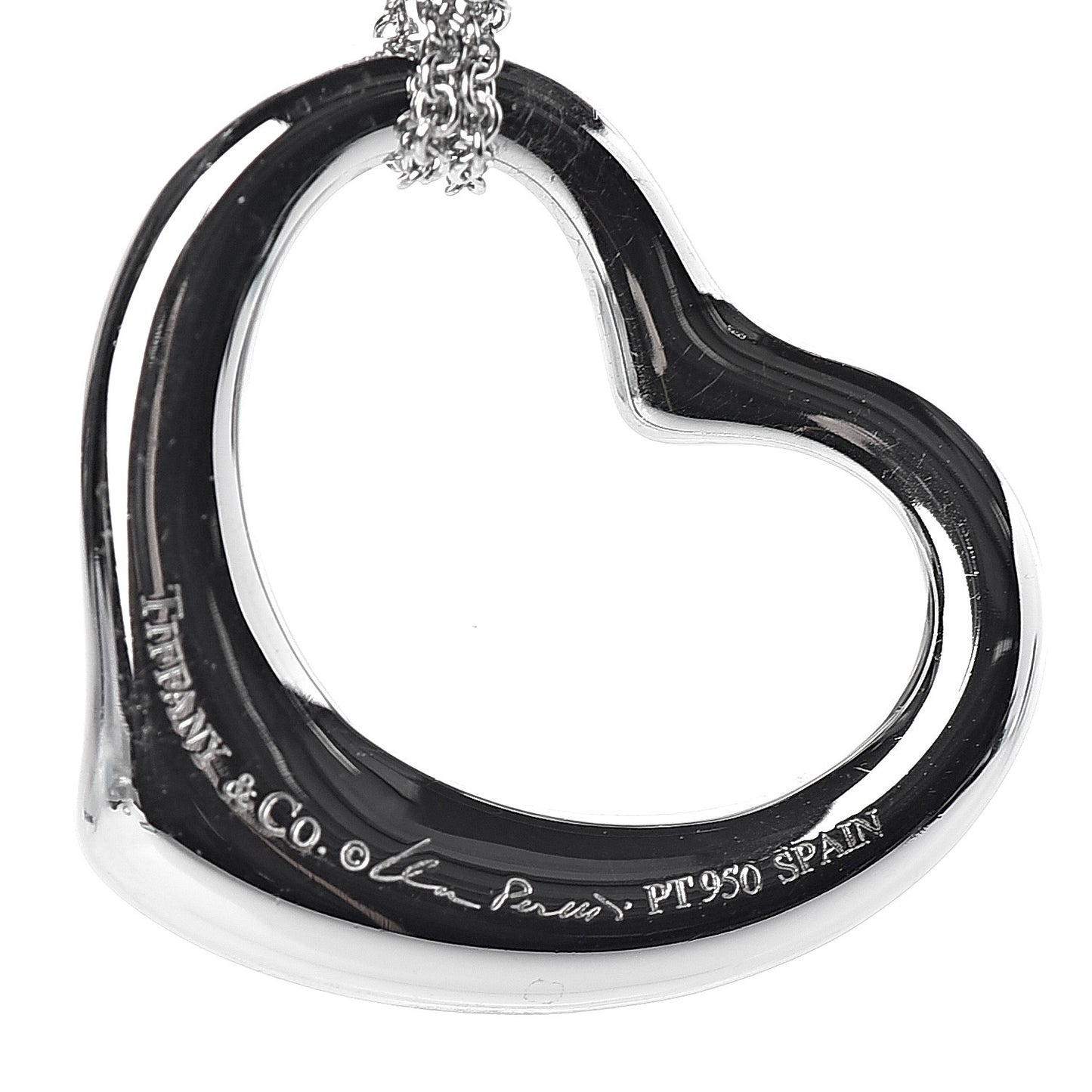 Platinum Diamond 22mm Elsa Peretti Open Heart Pave Pendant Necklace
