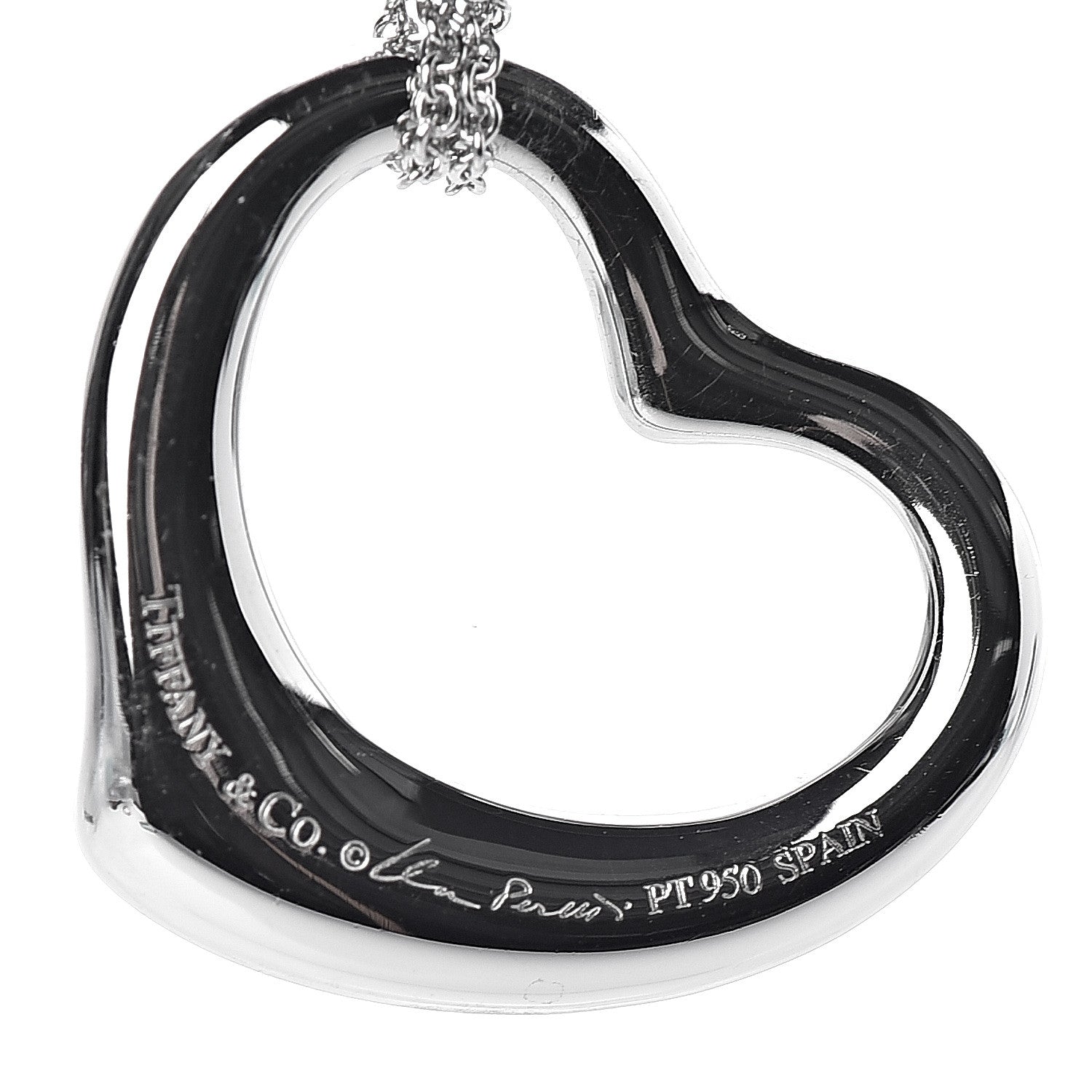 Tiffany Platinum Diamond 22mm Elsa Peretti Open Heart Pave Pendant Necklace 7 of 8