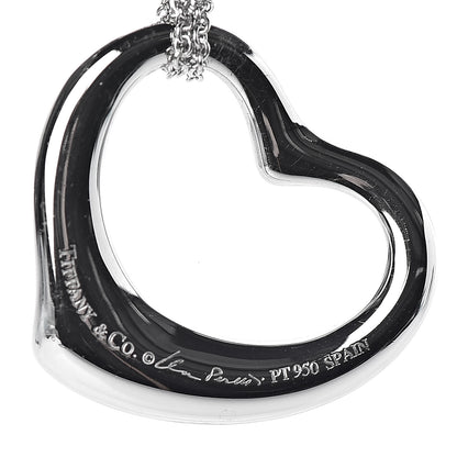 Tiffany Platinum Diamond 22mm Elsa Peretti Open Heart Pave Pendant Necklace 7 of 8