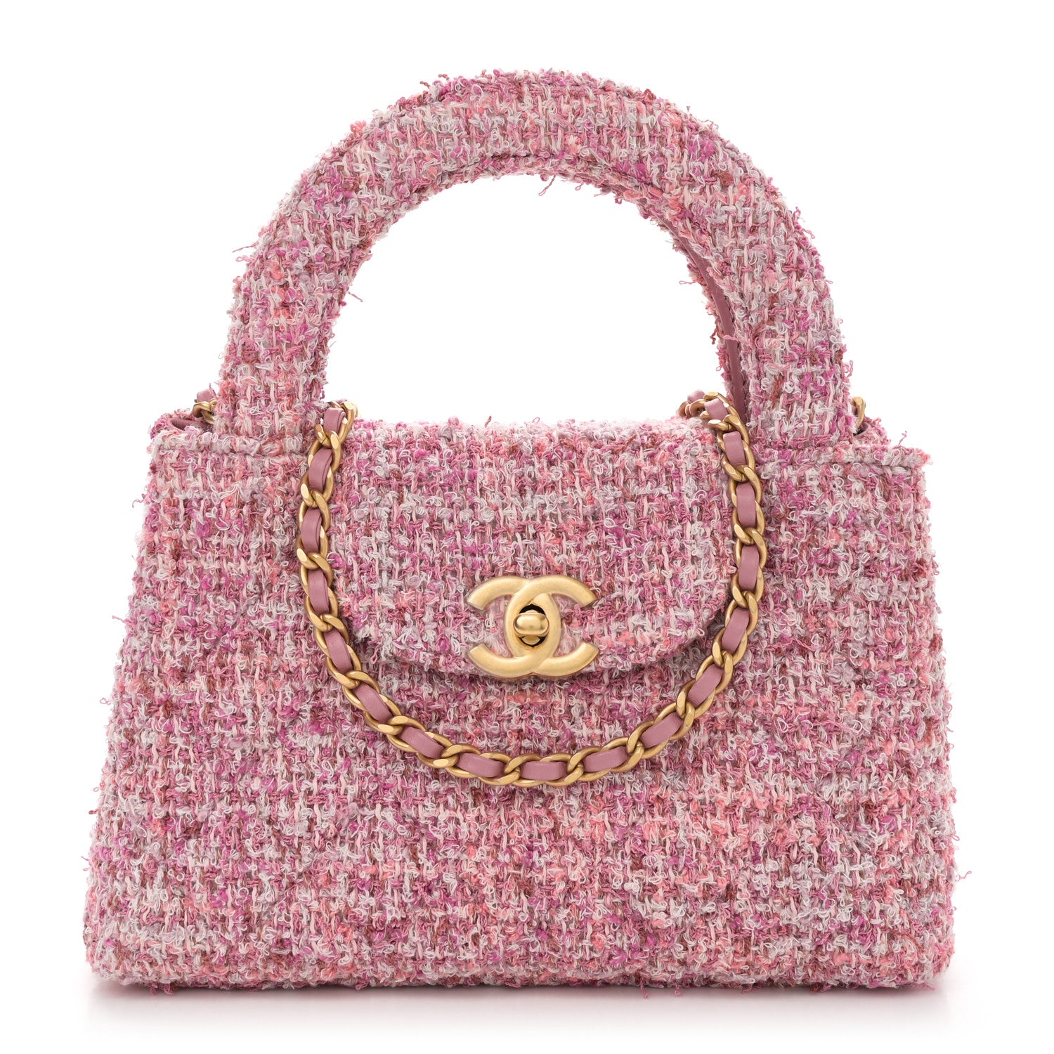 Chanel Tweed Quilted Nano Kelly Shopper Pink 1 of 11