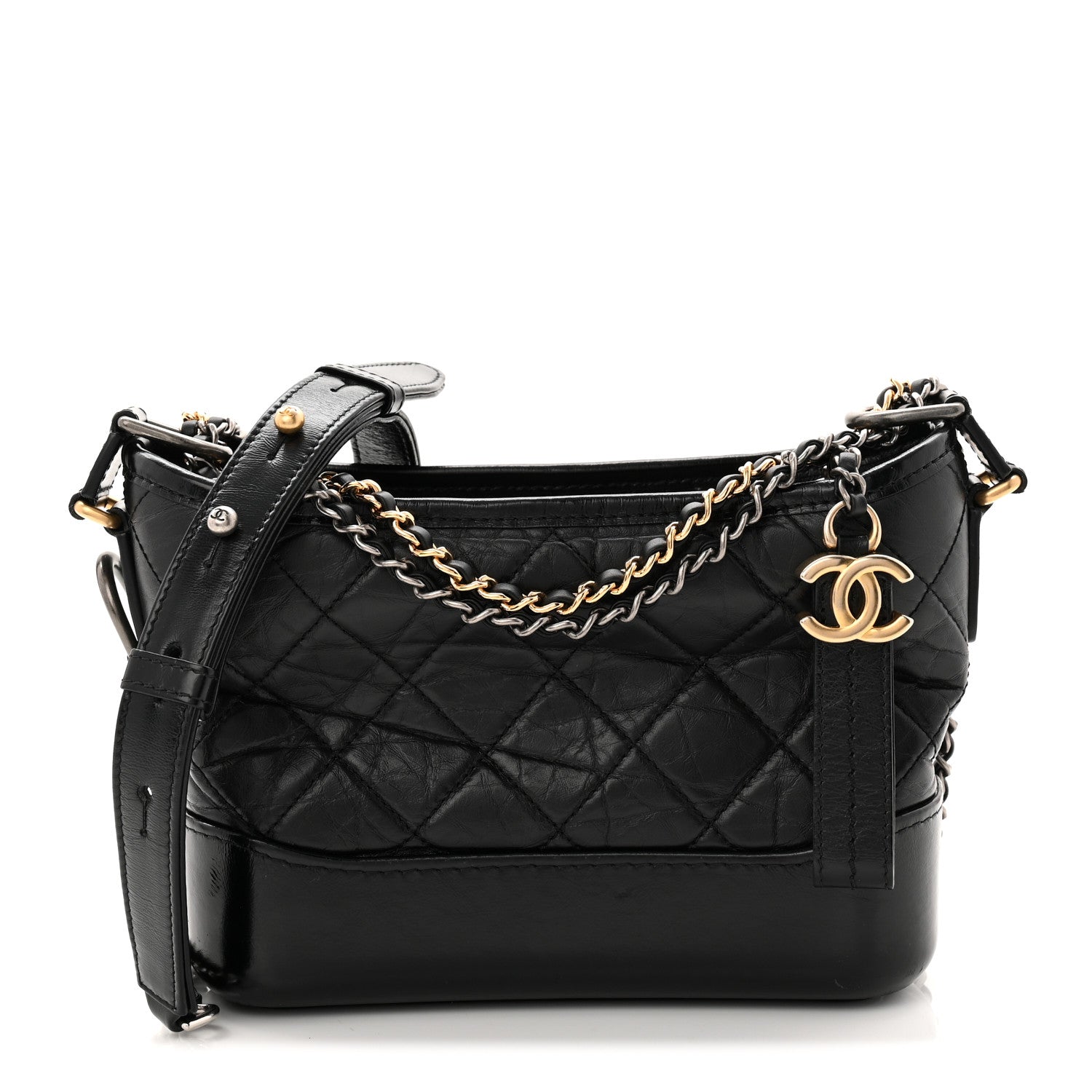 Chanel Aged Calfskin Quilted Small Gabrielle Hobo Black 1 of 10