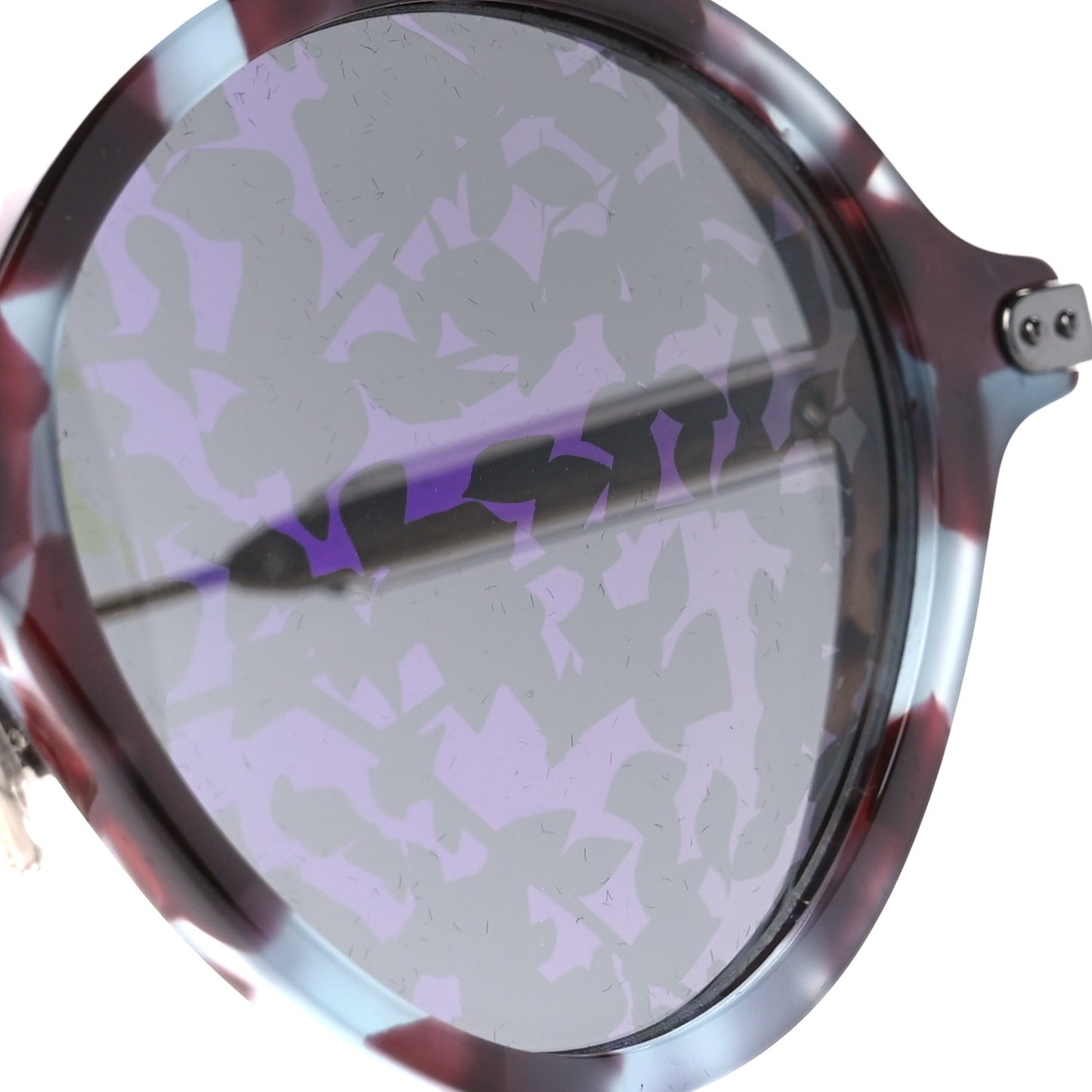 Acetate Leaf Print Umbrage Round Sunglasses Purple Foliage