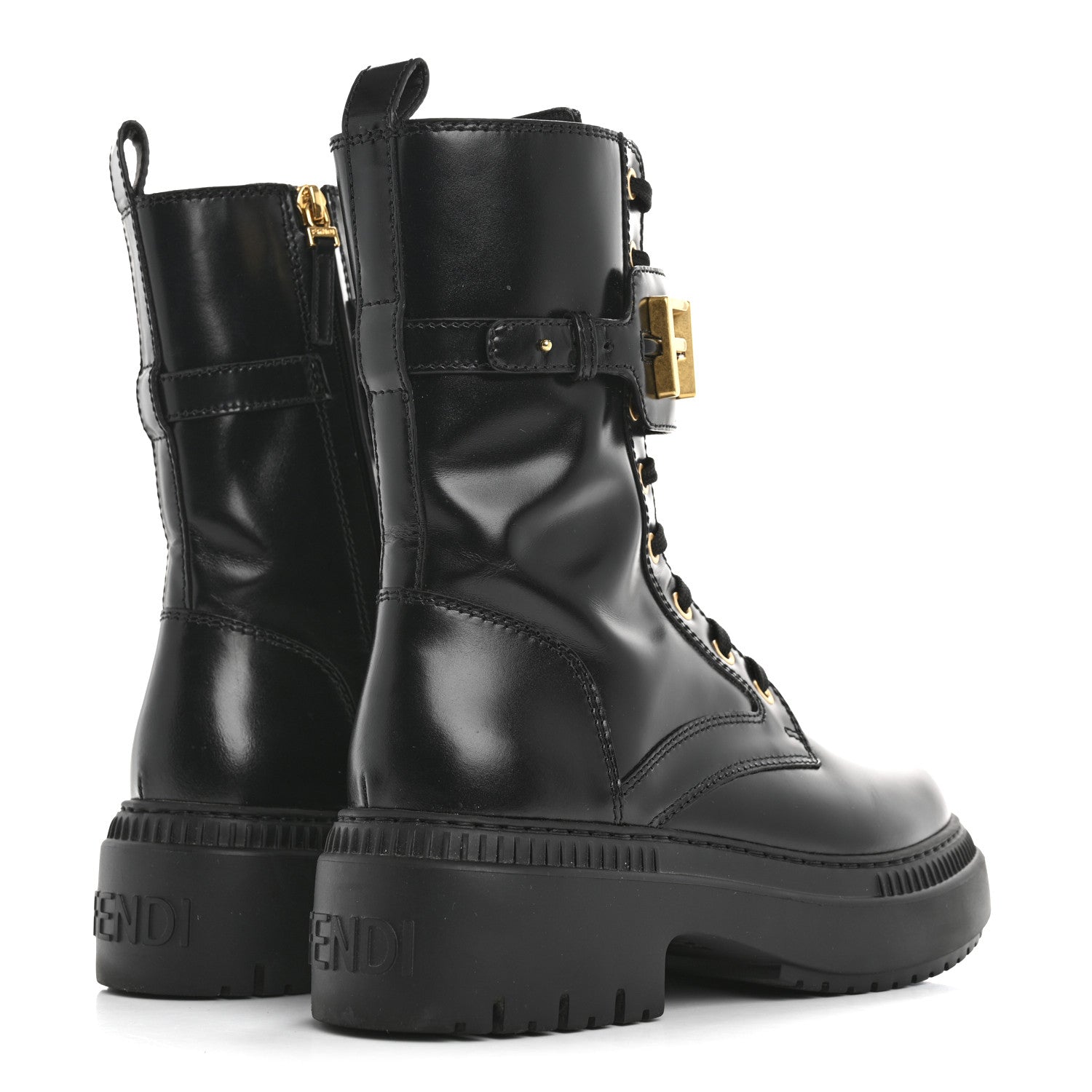 Fendi Vitello Abrasivato Fendigraphy 50mm Biker Boots 38 Black 5 of 9