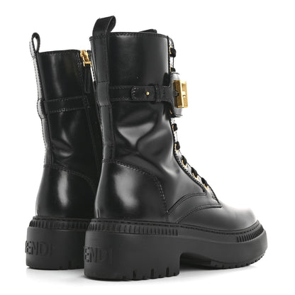 Fendi Vitello Abrasivato Fendigraphy 50mm Biker Boots 38 Black 5 of 9
