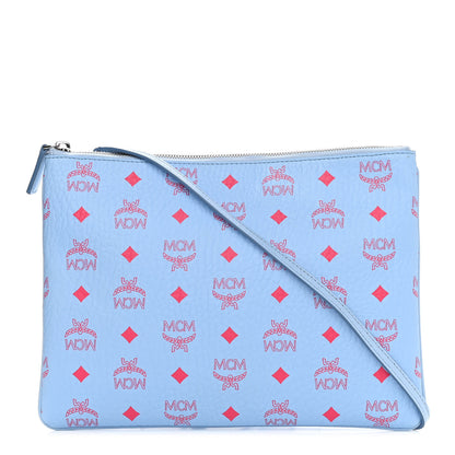 MCM Visetos Original Medium Pouch Light Blue Red 1 of 10