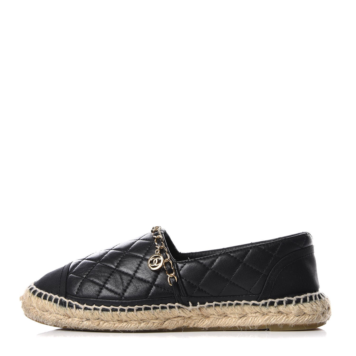 Chanel Lambskin Quilted CC Chain Espadrilles 39 Black 1 of 9
