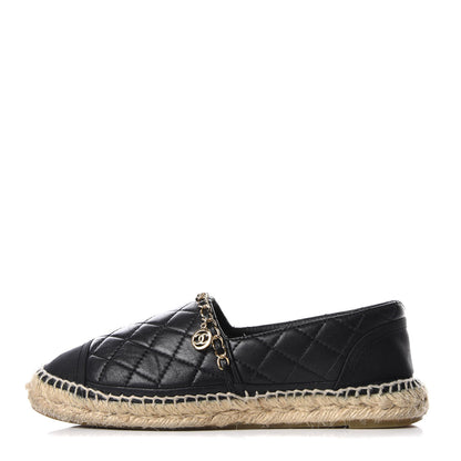 Chanel Lambskin Quilted CC Chain Espadrilles 39 Black 1 of 9