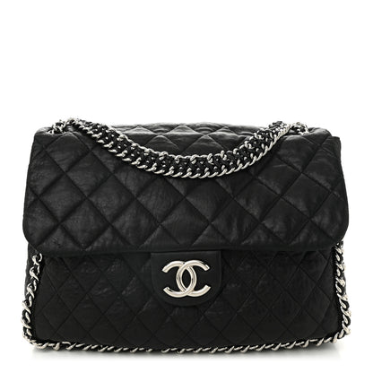 Chanel Washed Lambskin Quilted Maxi Chain Around Flap Black 1 of 11