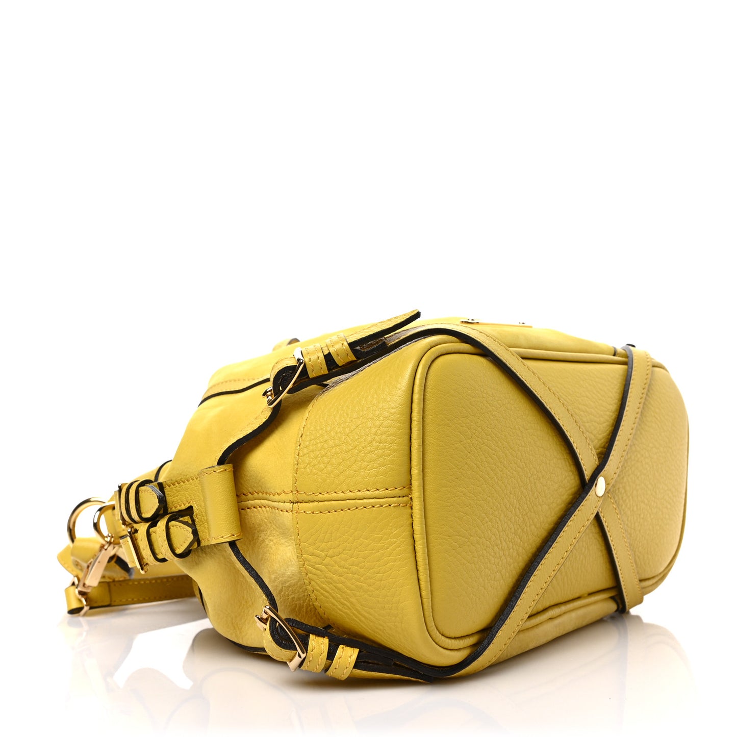 Calfskin Drawstring Hobo Yellow