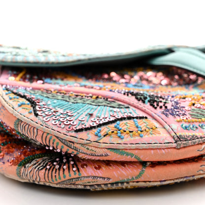Christian Dior Satin Beaded Saddle Bag Pink Multicolor 9 of 10