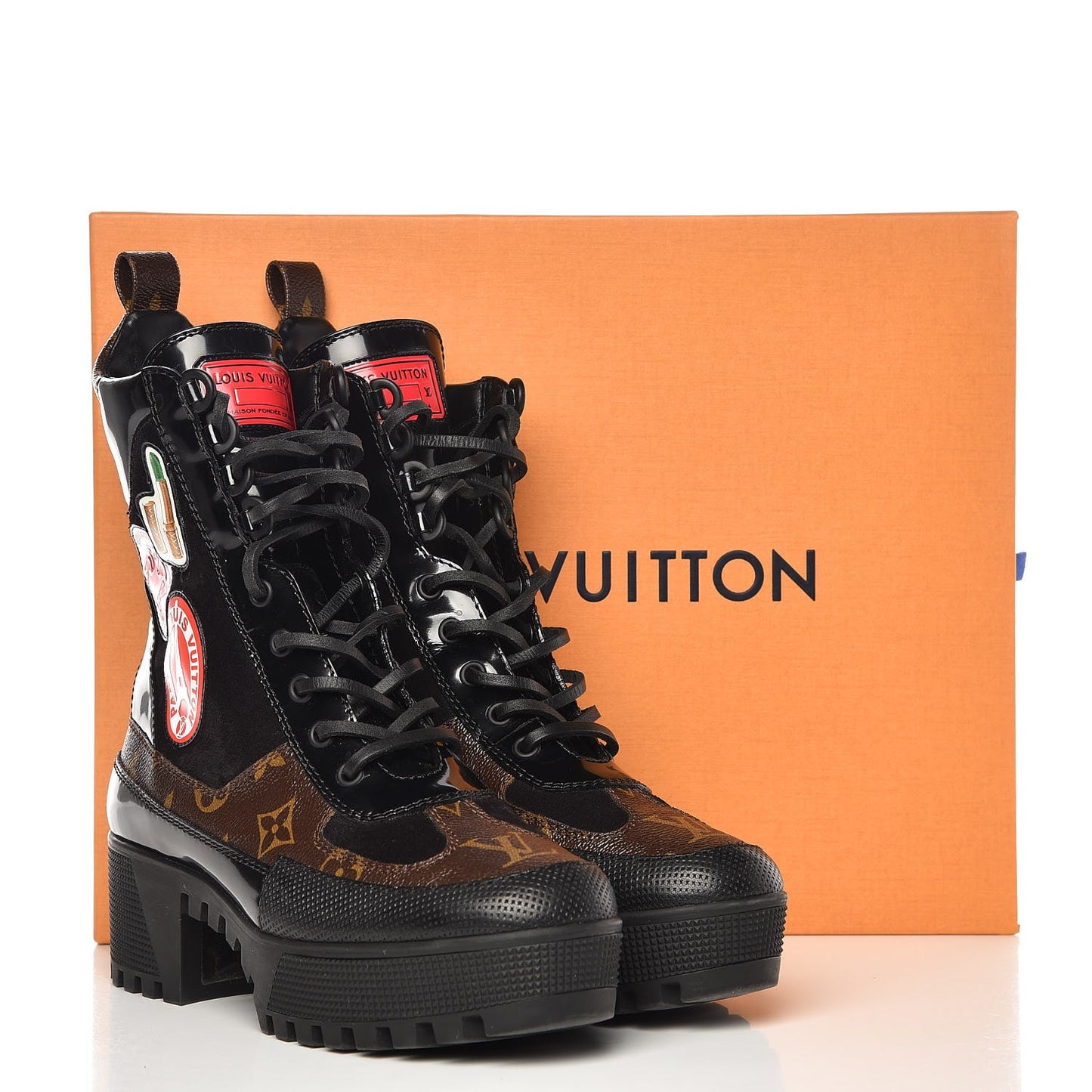 Suede Calfskin Monogram Checkpoint Platform Desert Boots 38 Black