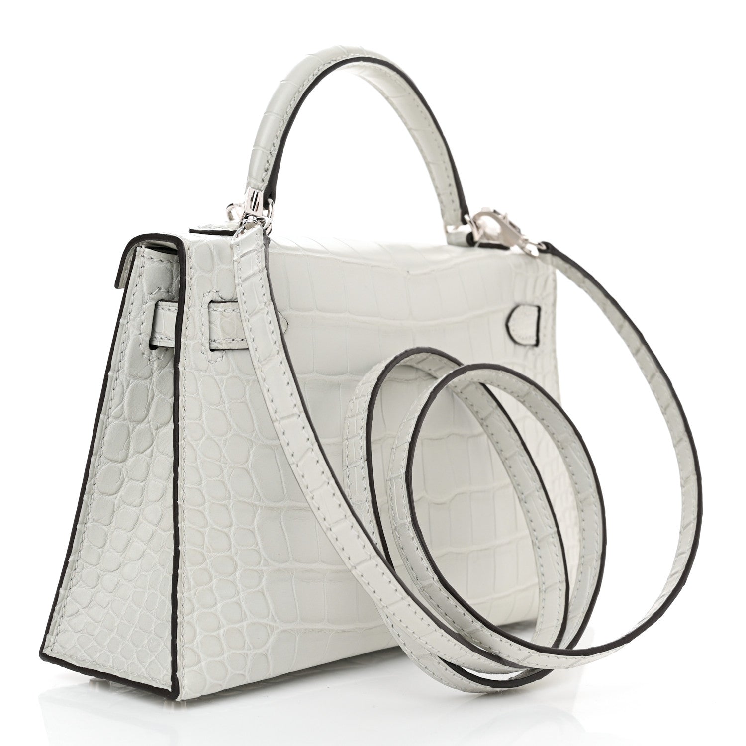 Hermes Matte Alligator Mini Kelly Sellier 20 Gris Neve 2 of 9
