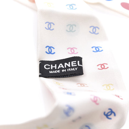 Chanel Silk Polka Dot CC Slim Bandeau Scarf Ivory Multicolor 2 of 3