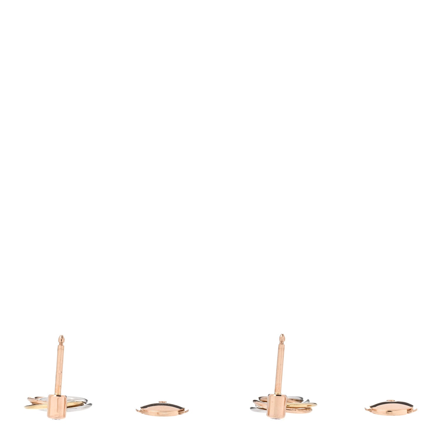Cartier 18K Pink Yellow White Gold Diamond Trinity Drop Earrings 3 of 4
